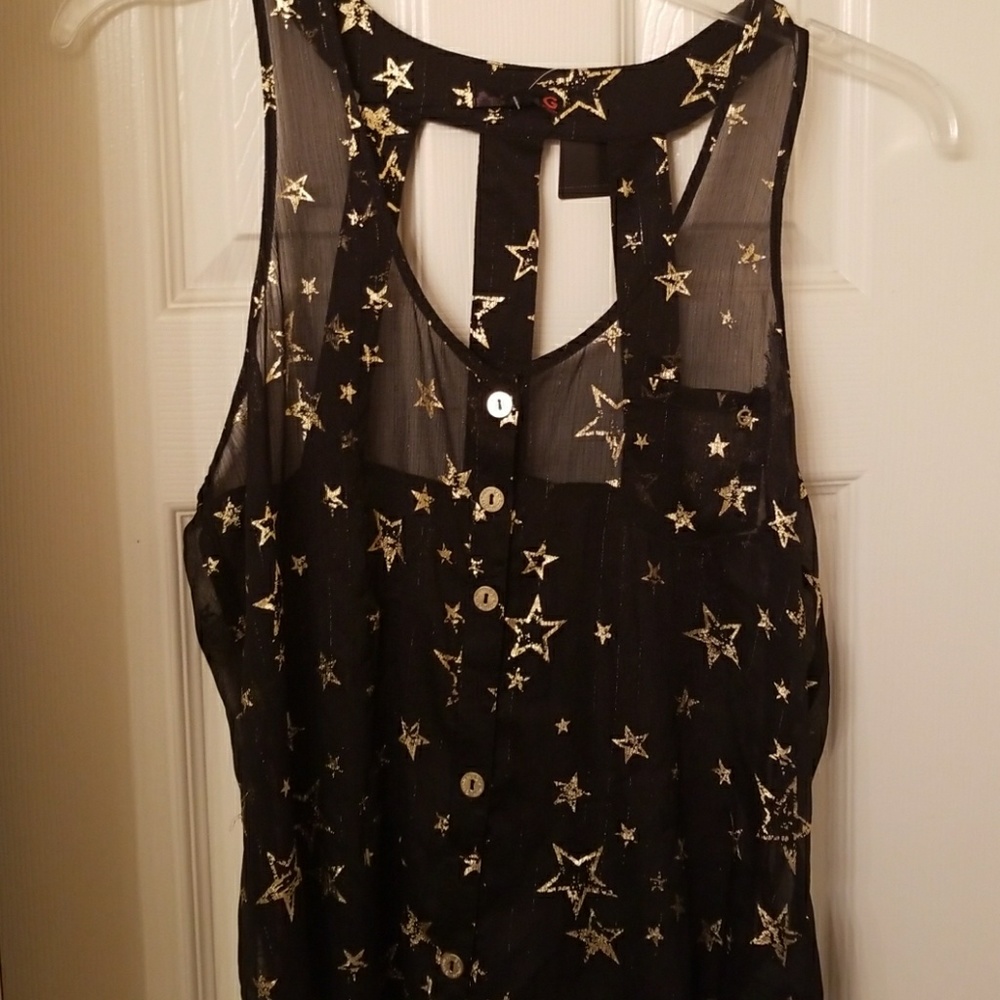 G by Guess Sheer Button Up Tank